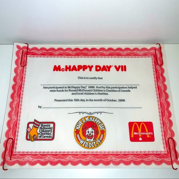 Vintage McDonald’s McHappy Day Certificates - Picture 1 of 2
